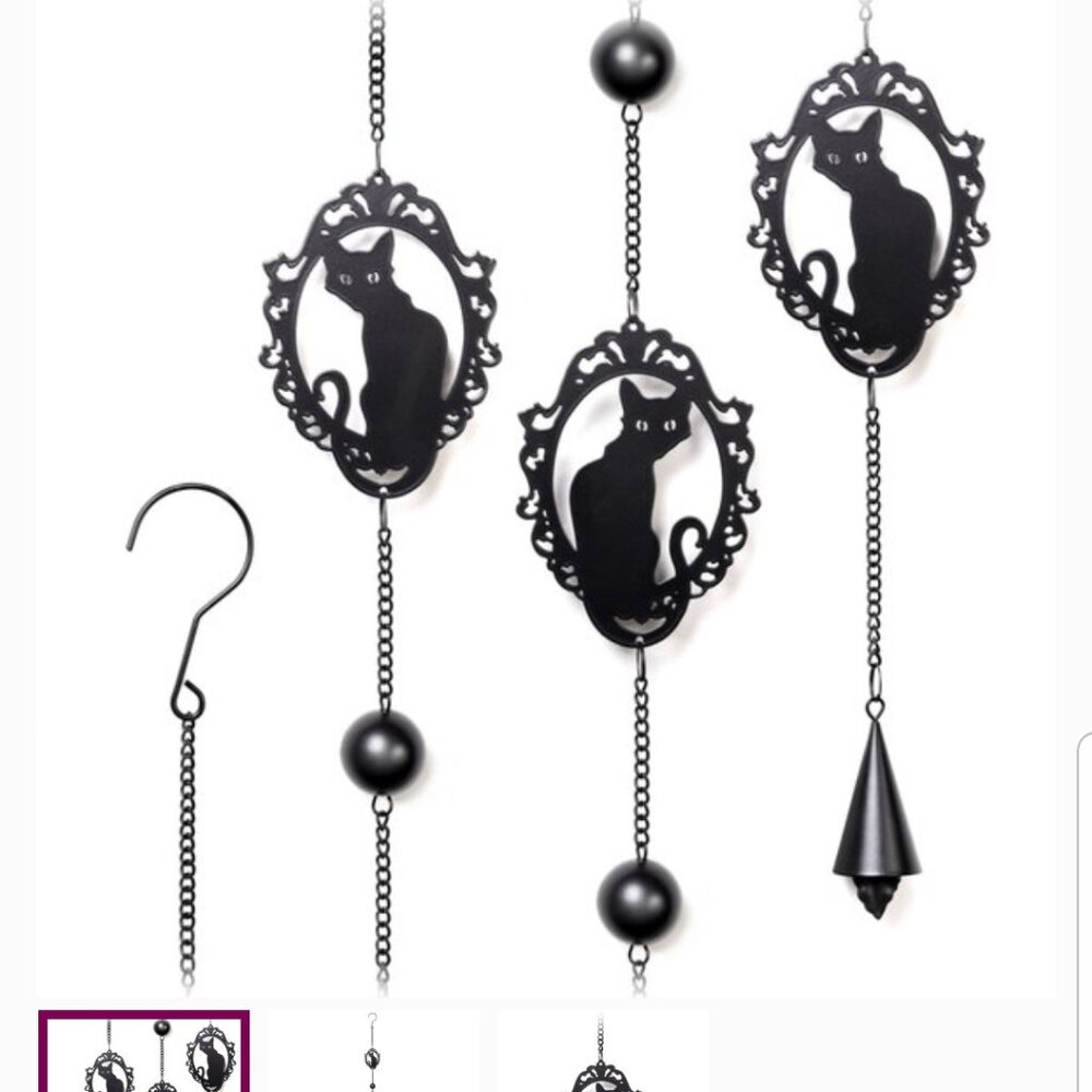 Black Cat Hanging Windchime Bell Decor